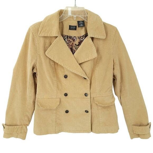 Nicole Miller Women's Tan Corduroy Peacoat - Picture 1 of 8